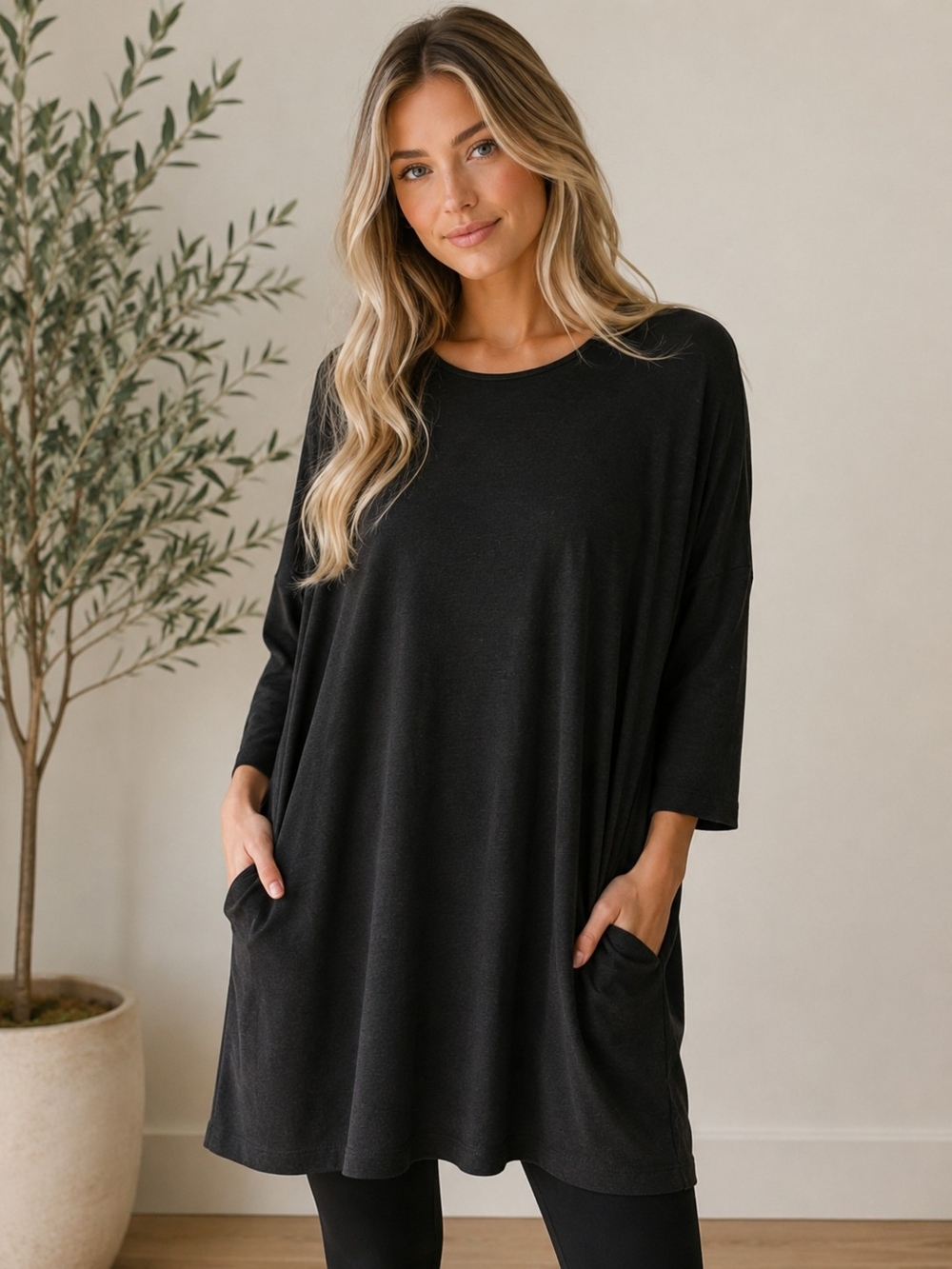 Wilfred Oversized Black Pocket Tunic Top